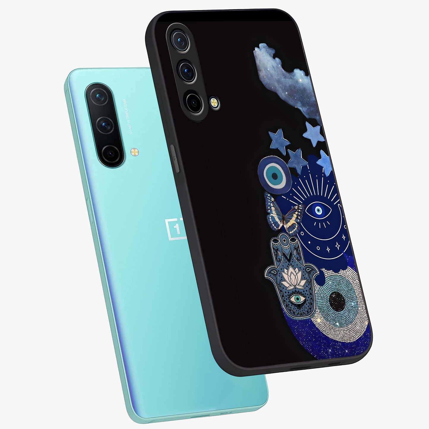 Galactic Charm Cluster Glass Case displayed in angled mockup highlighting luminous galaxy inspired design with dreamy aesthetic.