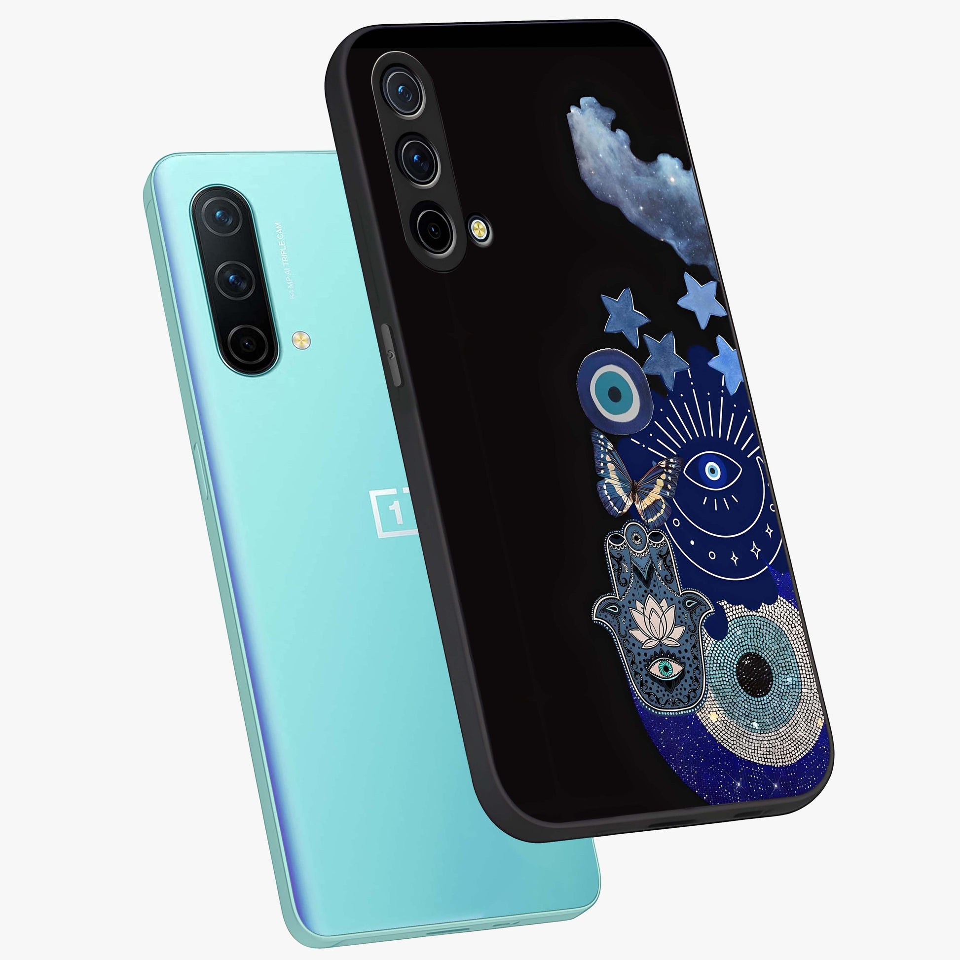 Galactic Charm Cluster Glass Case displayed in angled mockup highlighting luminous galaxy inspired design with dreamy aesthetic.