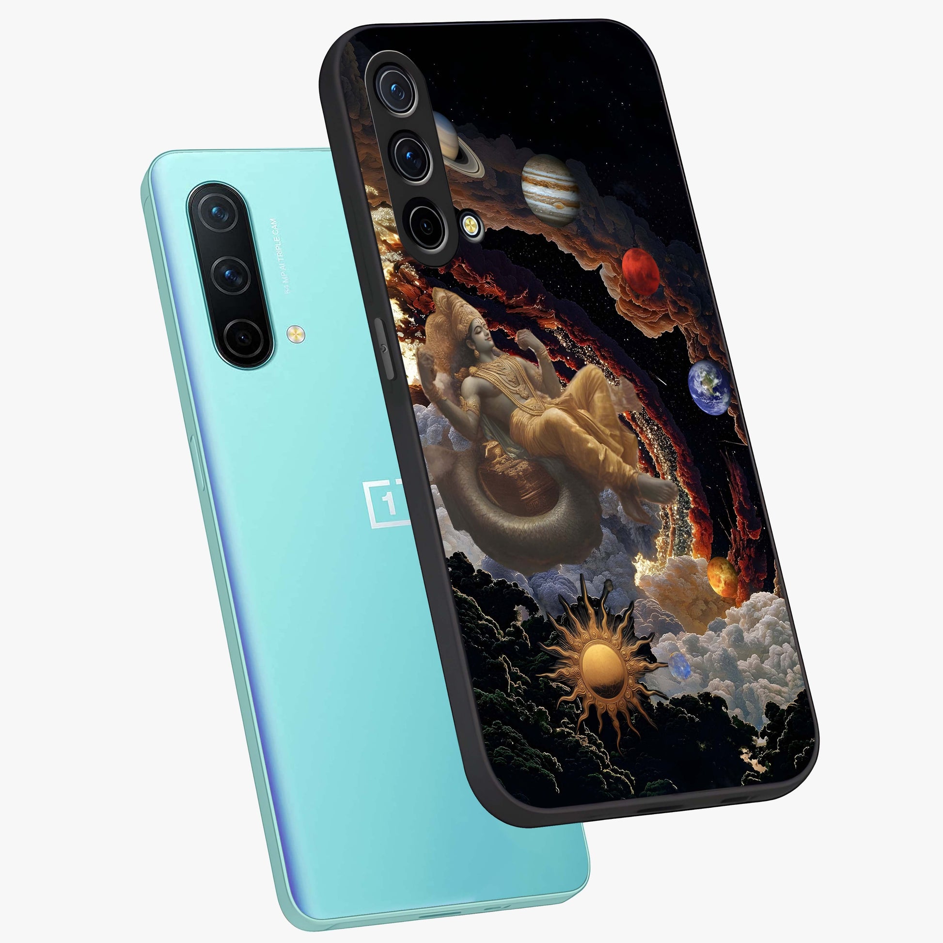 Galactic Divine God Glass Case displayed in angled mockup highlighting powerful celestial deity illustration with galactic aesthetic.