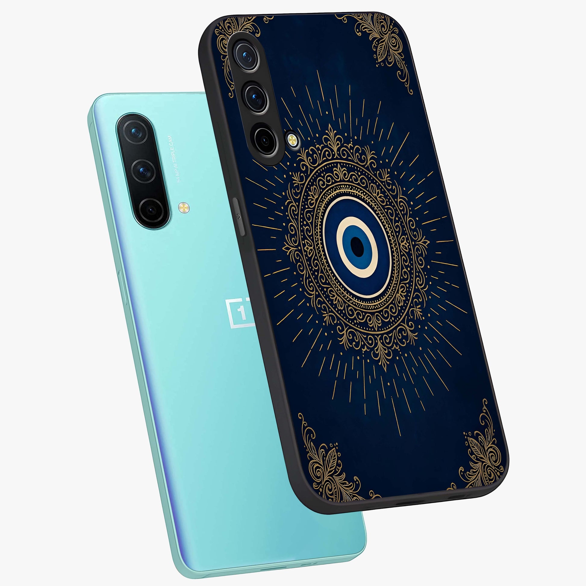 Golden Celestial Charm Glass Case displayed in angled mockup highlighting sparkling cosmic charm design with celestial aesthetic.