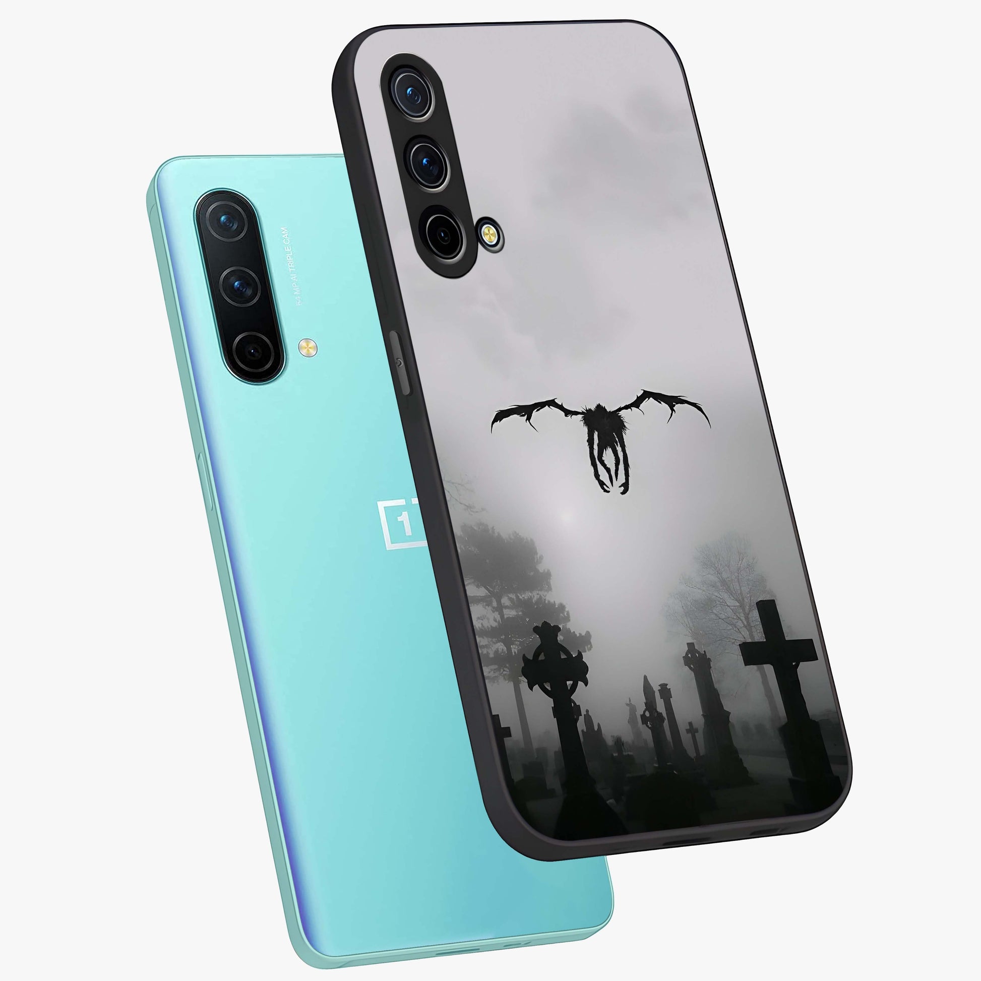 Graveyard Shadow Descent Glass Case displayed in angled mockup highlighting eerie shadow illustration with gothic aesthetic.
