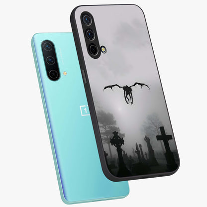 Graveyard Shadow Descent Glass Case displayed in angled mockup highlighting eerie shadow illustration with gothic aesthetic.