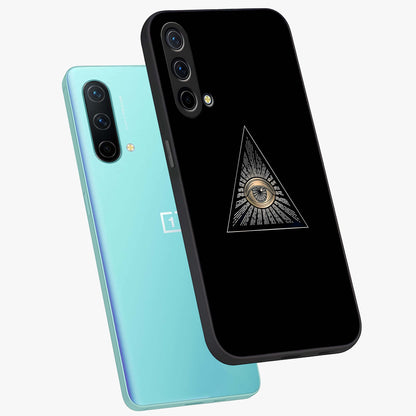 Illuminati Evil Glass Case displayed in angled mockup highlighting dark occult inspired design with bold aesthetic style.