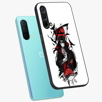 Itachi Limited Edition Naruto Anime Glass Case displayed in angled mockup highlighting dramatic anime illustration with bold action aesthetic.