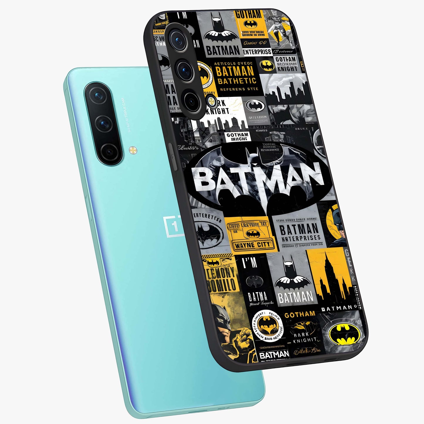 Knight Gotham Rise Glass Case displayed in angled mockup highlighting powerful knight silhouette design with dramatic aesthetic.