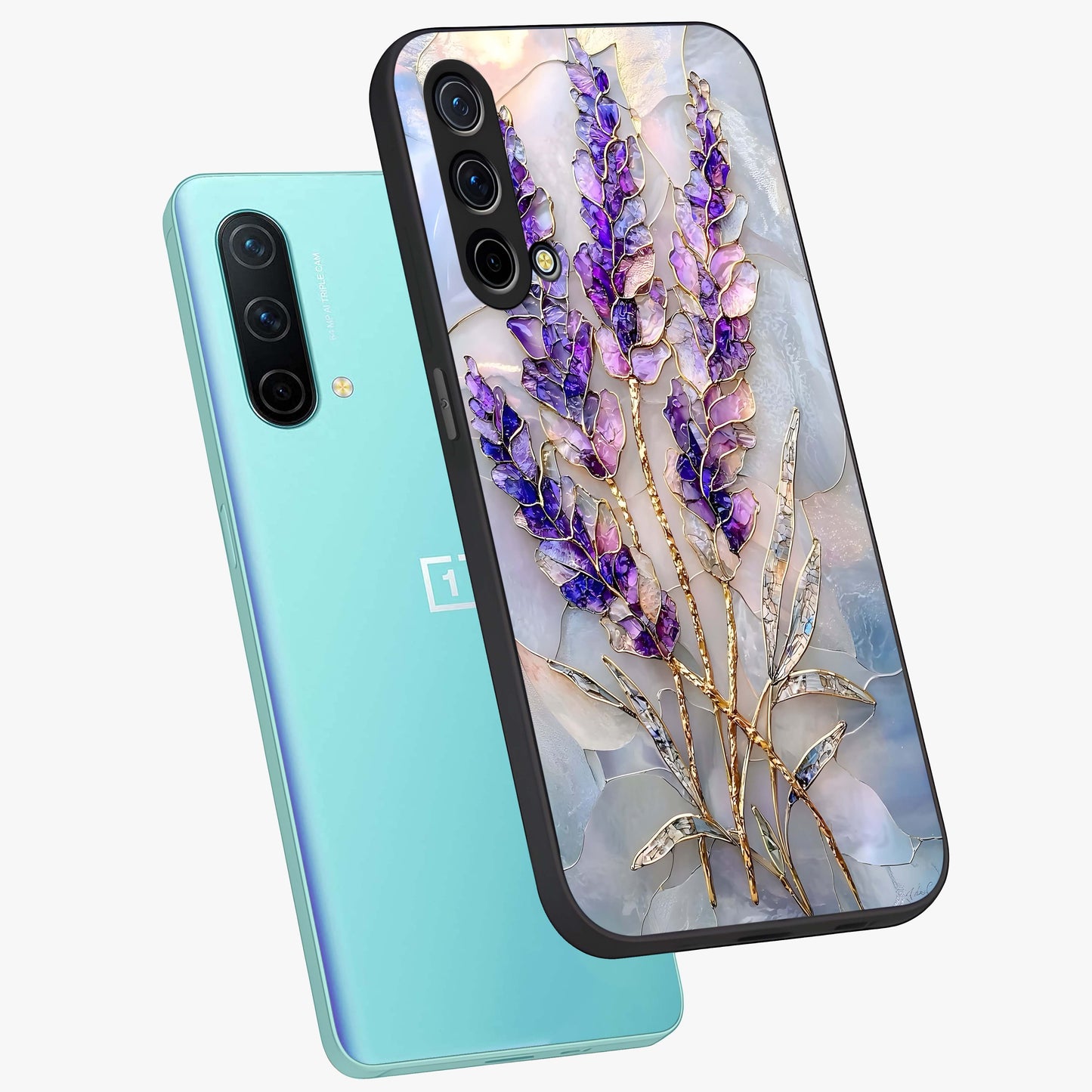 Lavender Dream Glow Glass Case displayed in angled mockup highlighting dreamy purple glow design with soft artistic style.