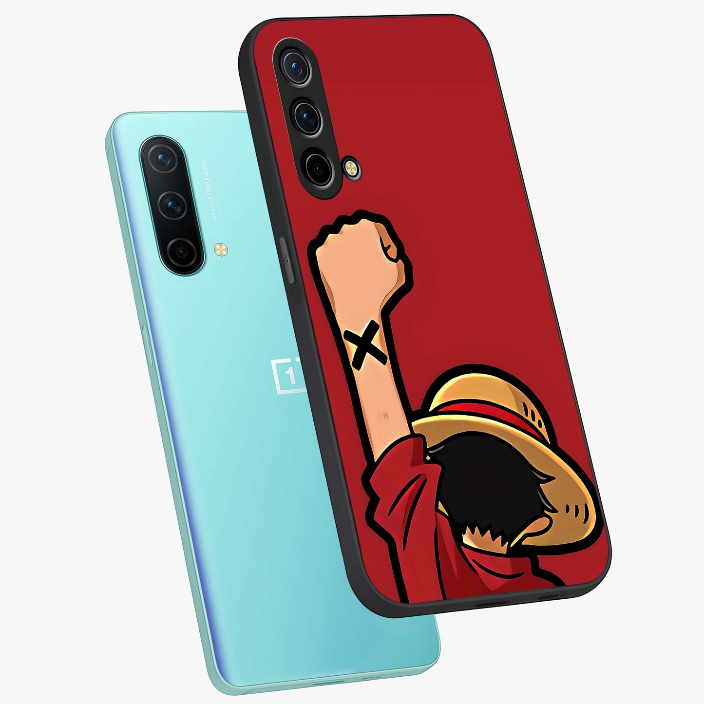 Luffy X Spirit Glass Case displayed in angled mockup highlighting powerful anime design with energetic action aesthetic.