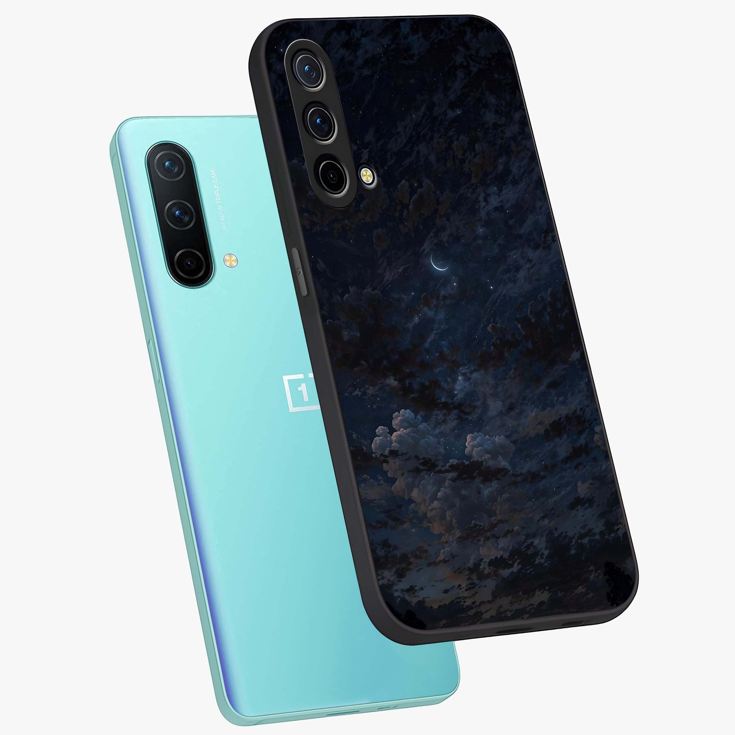 Lunar Veil Silence Glass Case displayed in angled mockup highlighting soft lunar design with peaceful celestial aesthetic.