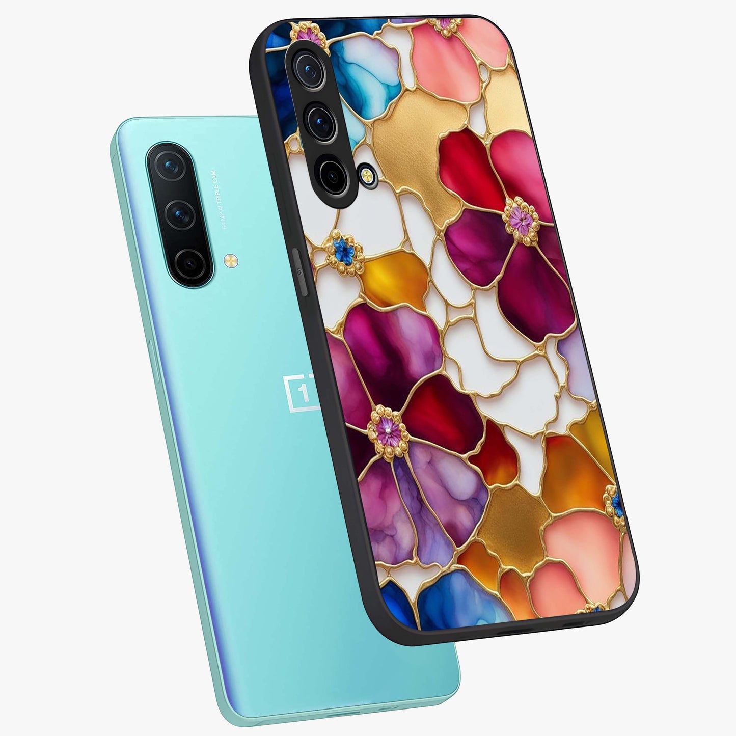 Marble Flower Pattern Glass Case displayed in angled mockup highlighting elegant marble floral design with modern aesthetic.