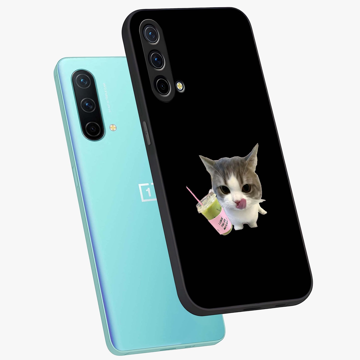 Matcha Cat Style Glass Case displayed in angled mockup highlighting playful feline design with pastel matcha aesthetic.