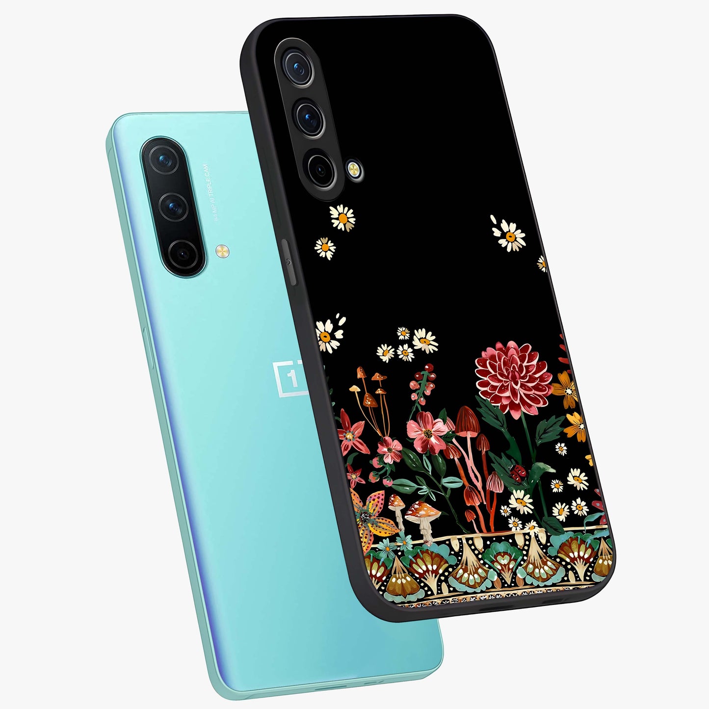 Midnight Bloom Pattern Glass Case displayed in angled mockup highlighting elegant flower design with midnight aesthetic style.