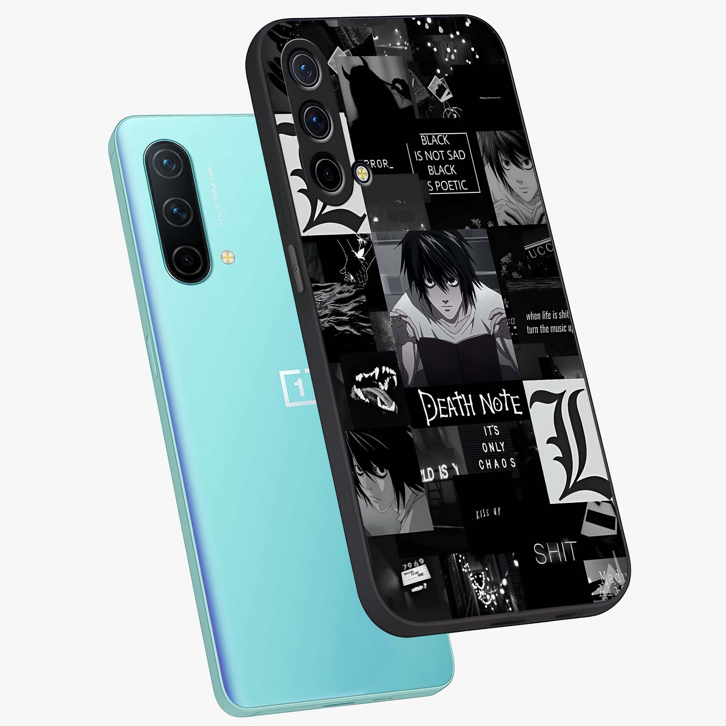 Midnight Chaos Mind Glass Case displayed in angled mockup highlighting chaotic artistic design with dramatic midnight aesthetic.