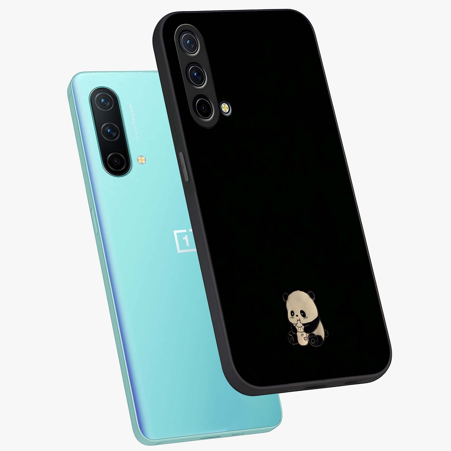 Midnight Panda Love Glass Case displayed in angled mockup highlighting adorable panda illustration with midnight aesthetic.