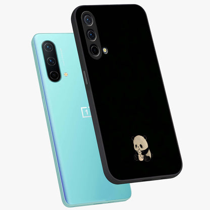 Midnight Panda Love Glass Case displayed in angled mockup highlighting adorable panda illustration with midnight aesthetic.