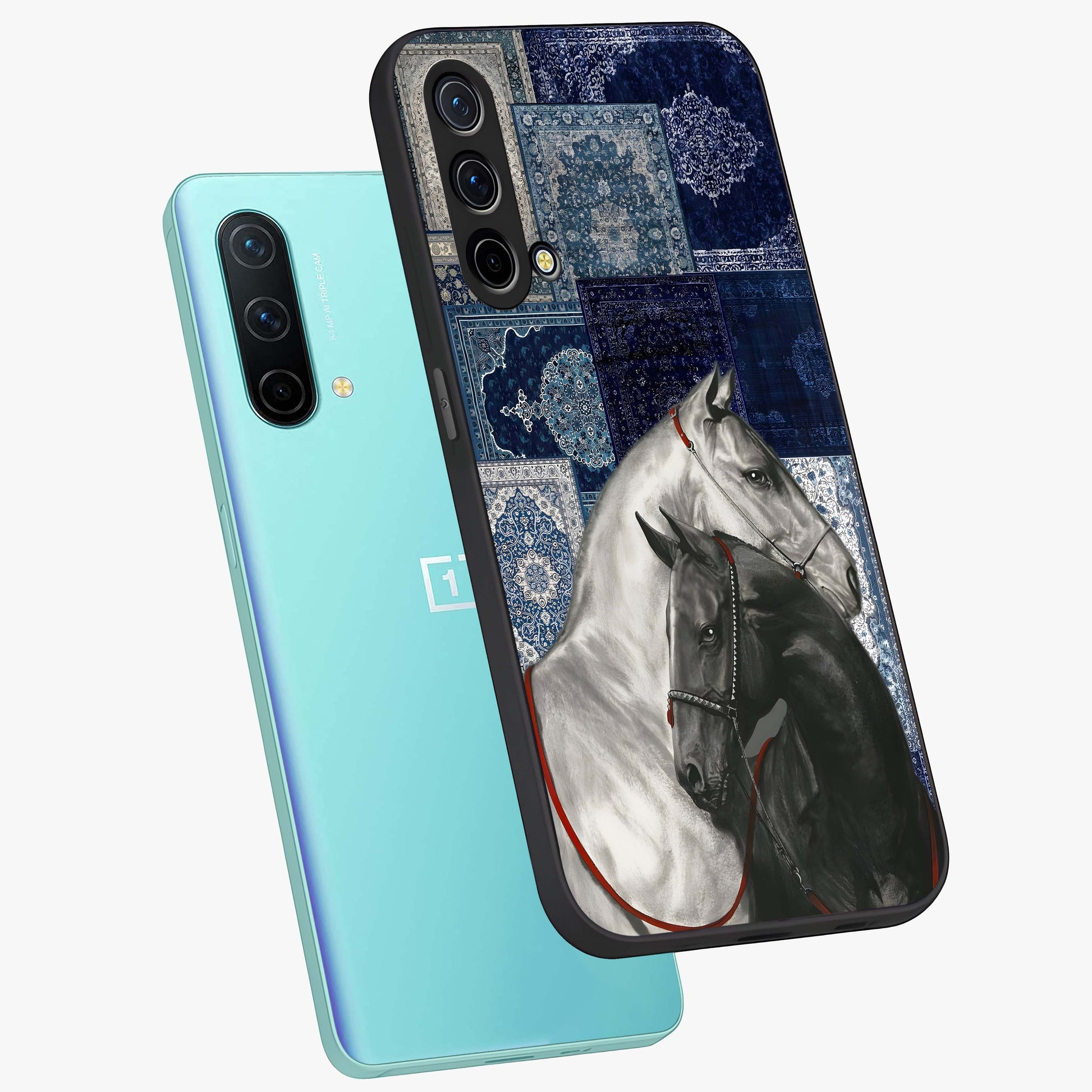 Midnight Stallion Blues Glass Case displayed in angled mockup highlighting powerful stallion illustration with deep midnight tones.