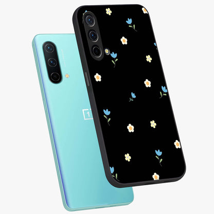 Minimal Petal Whispers Glass Case displayed in angled mockup highlighting delicate petal design with clean minimal aesthetic.