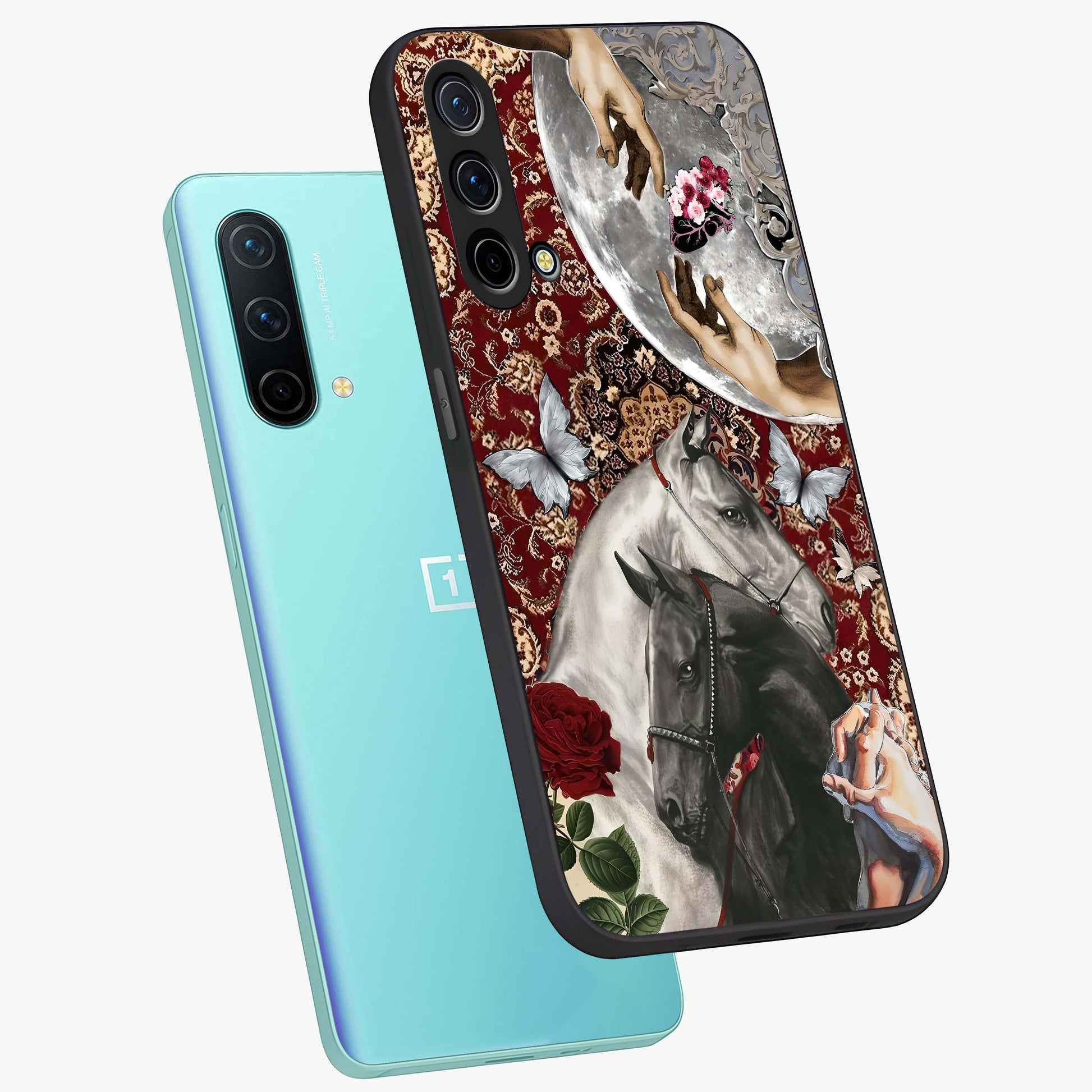 Moonlit Royal Stallion Glass Case displayed in angled mockup highlighting powerful stallion illustration with royal night aesthetic.