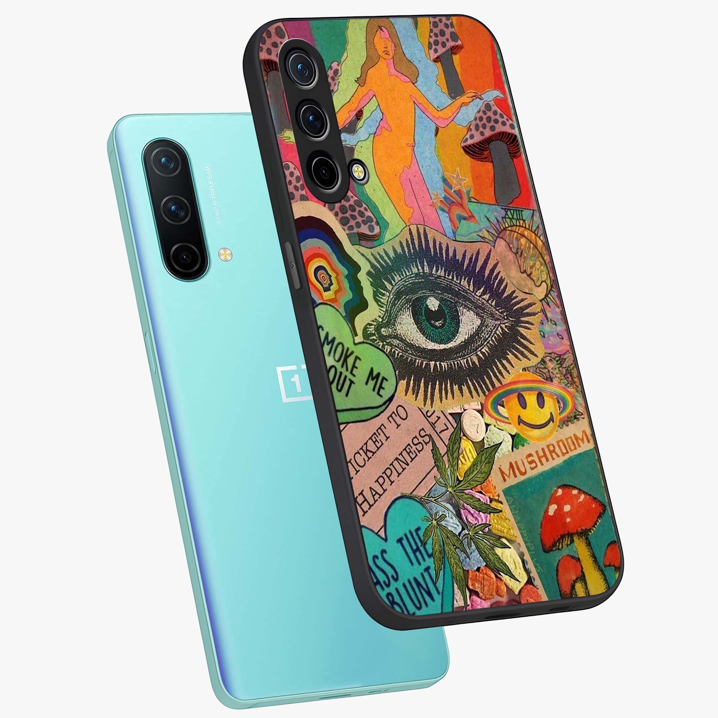 Mystic Eye Wonderland Glass Case displayed in angled mockup highlighting magical eye illustration with dreamy aesthetic.