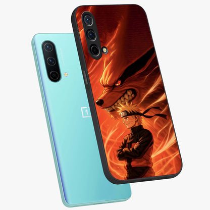 Nine Tails Legacy Glass Case displayed in angled mockup highlighting dynamic anime beast illustration with bold mystical aesthetic.