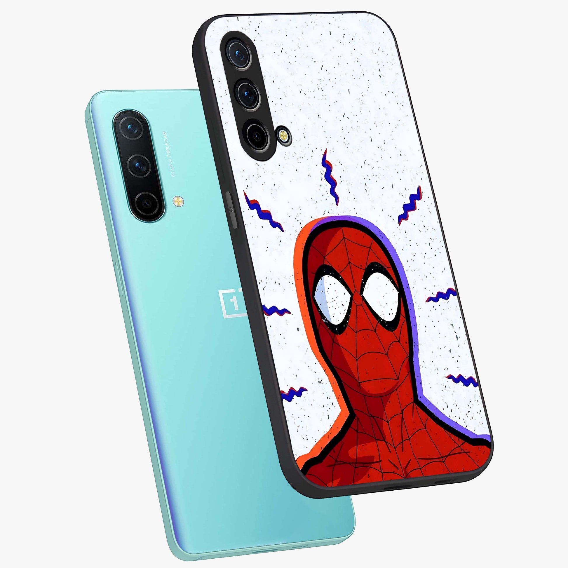 Omg Spiderman Glass Case displayed in angled mockup highlighting dynamic hero illustration with action comic aesthetic.