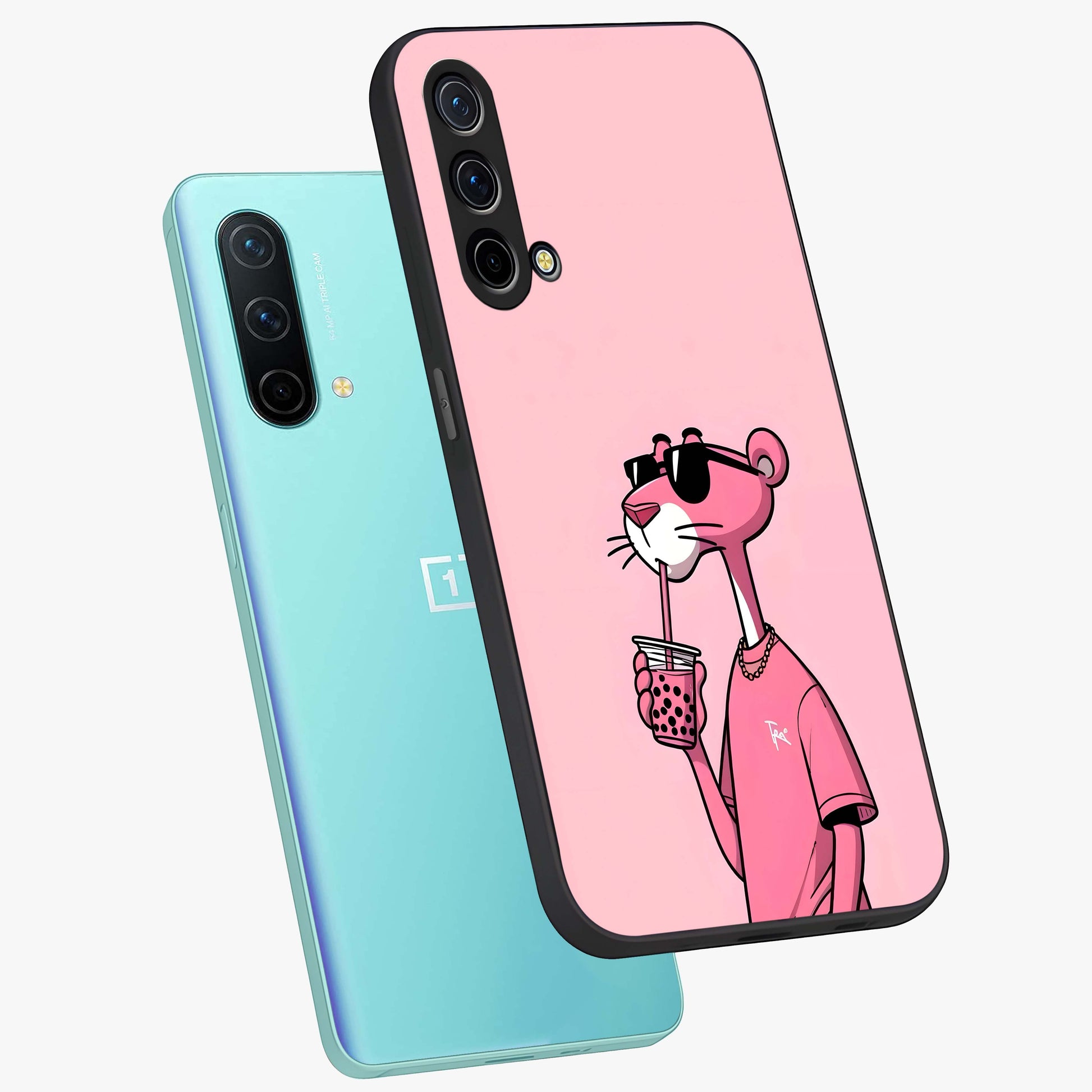 Pink Panther Glass Case displayed in angled mockup highlighting playful cartoon character design with vibrant pink aesthetic.