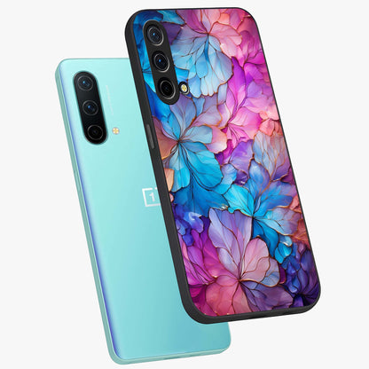 Radiant Floral Whirl Glass Case displayed in angled mockup highlighting vibrant flower pattern with dynamic artistic aesthetic.