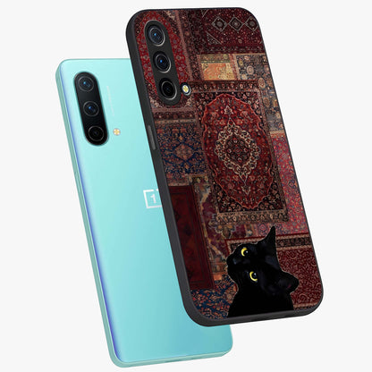 Regal Magic Cat Apple Glass Case displayed in angled mockup highlighting whimsical feline design with fantasy aesthetic.