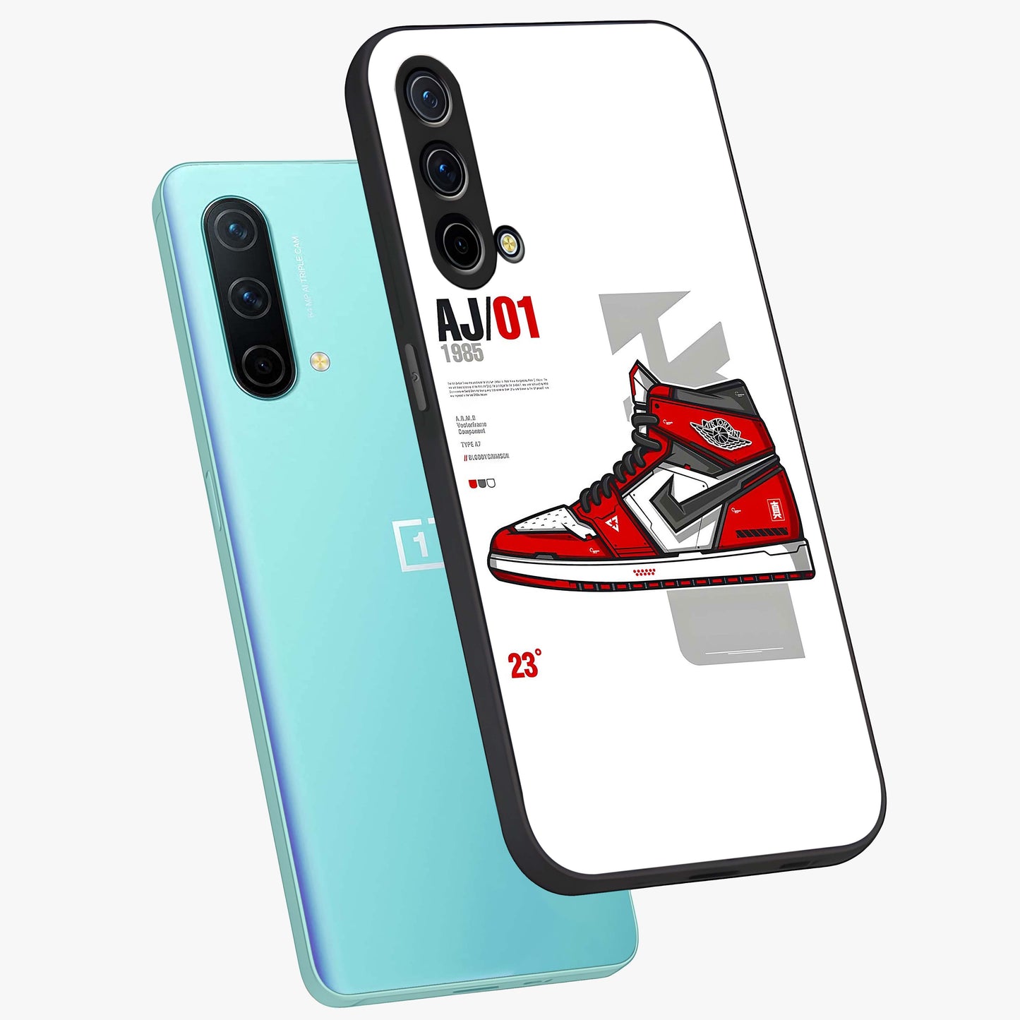 Retro Sneaker Blueprint Glass Case displayed in angled mockup highlighting detailed shoe design with sporty retro aesthetic.