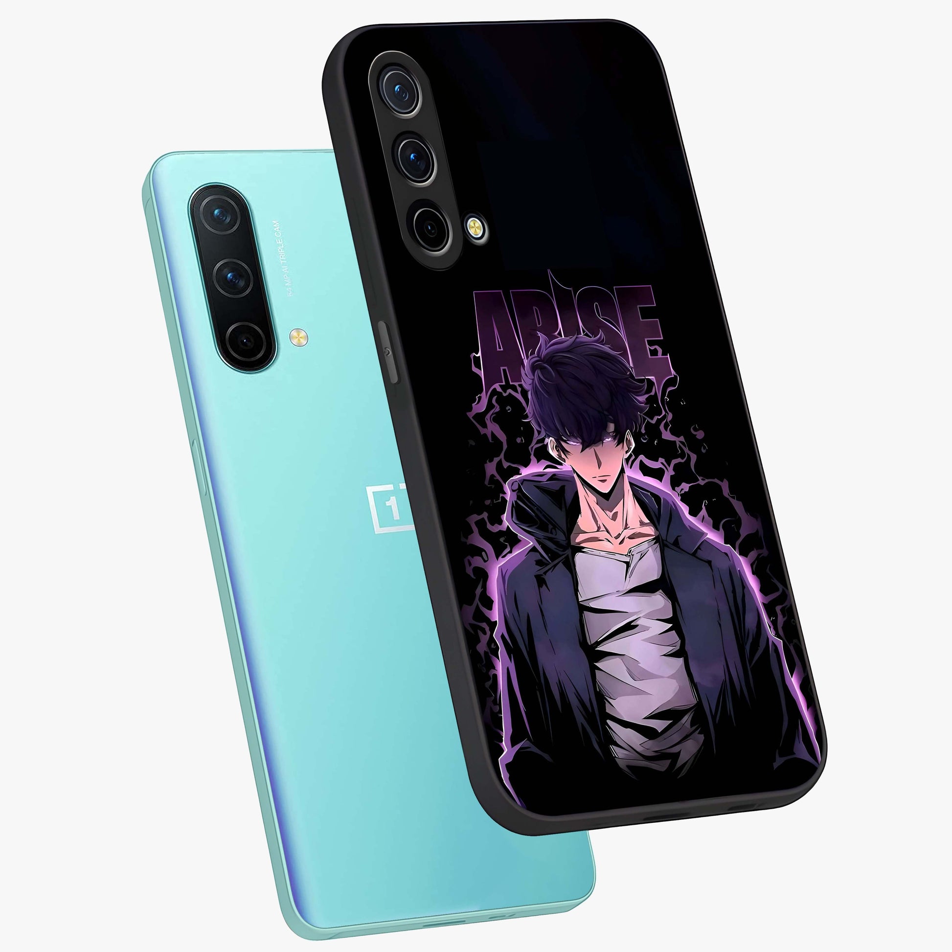 Shadow Monarch Awakening Glass Case displayed in angled mockup highlighting dramatic shadow warrior design with fantasy aesthetic.