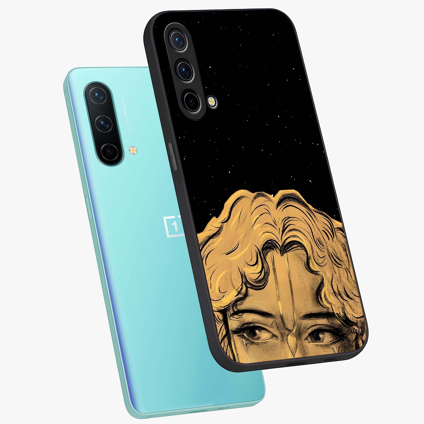 Shri Krishna Art Glass Case displayed in angled mockup highlighting spiritual Krishna illustration with divine aesthetic.