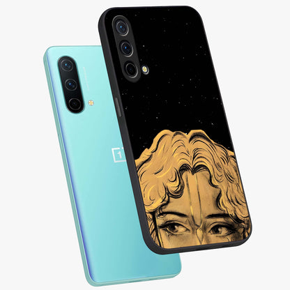 Shri Krishna Art Glass Case displayed in angled mockup highlighting spiritual Krishna illustration with divine aesthetic.