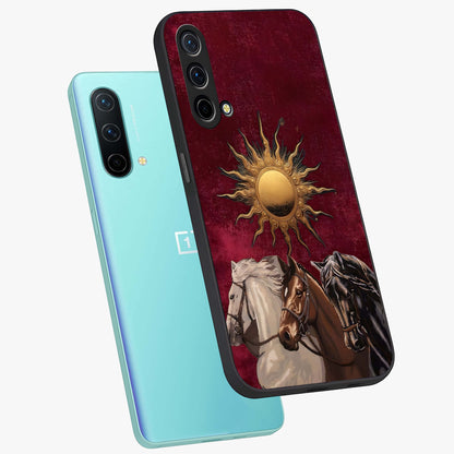 Solar Riders Glass Case displayed in angled mockup highlighting powerful rider illustration with radiant solar aesthetic.