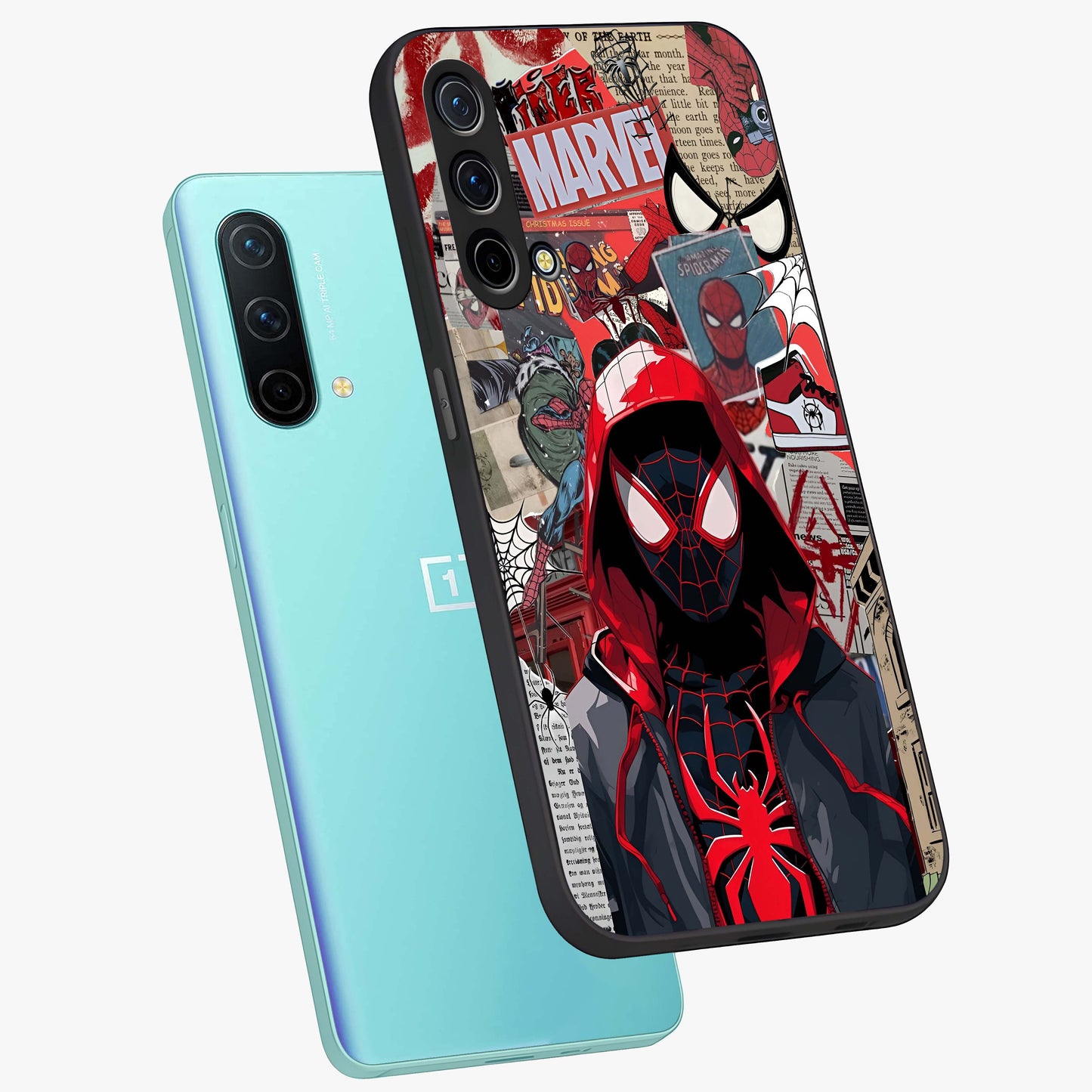 Spider Collage Street Glass Case displayed in angled mockup highlighting dynamic street style collage design with comic aesthetic.