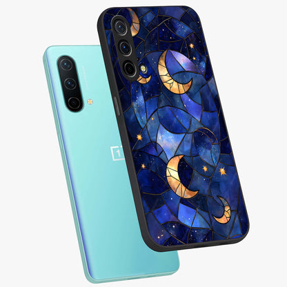Starlit Sky Tapestry Glass Case displayed in angled mockup highlighting celestial night pattern with artistic aesthetic style.