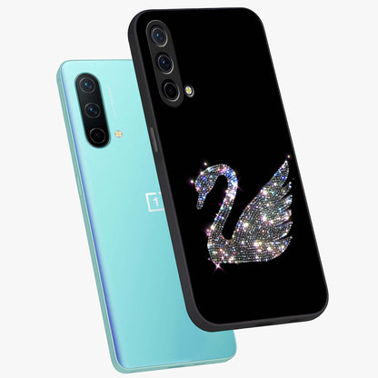 Starlit Swan Grace Glass Case displayed in angled mockup highlighting elegant swan illustration with dreamy celestial aesthetic.
