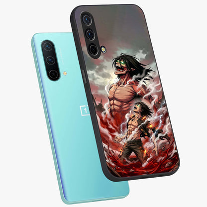 Titan Awakening Fury Glass Case displayed in angled mockup highlighting dramatic giant warrior design with bold anime aesthetic.