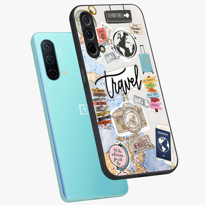 Wanderlust Journal Glass Case displayed in angled mockup highlighting adventure themed design with aesthetic travel vibe.