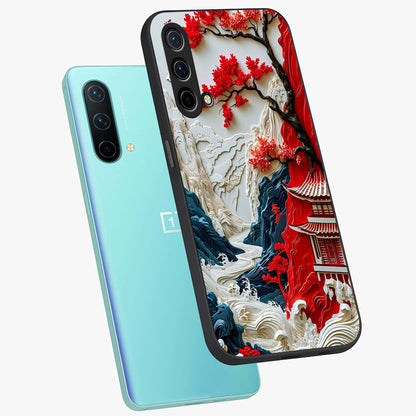 Whispers Of Sakura Waves Glass Case displayed in angled mockup highlighting flowing sakura design with soft floral aesthetic.