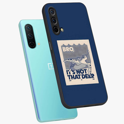 Worry Less Swim Glass Case displayed in angled mockup highlighting fun typography design with relaxed aesthetic style.