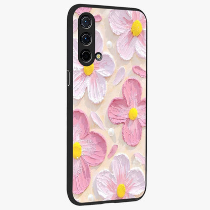 Blush Bloom Texture Glass Case upright view showcasing delicate blush floral texture with modern minimal style.