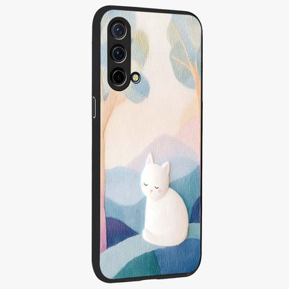 Cotton Dream Cat Glass Case upright view showcasing charming cat artwork with cozy dreamy theme.