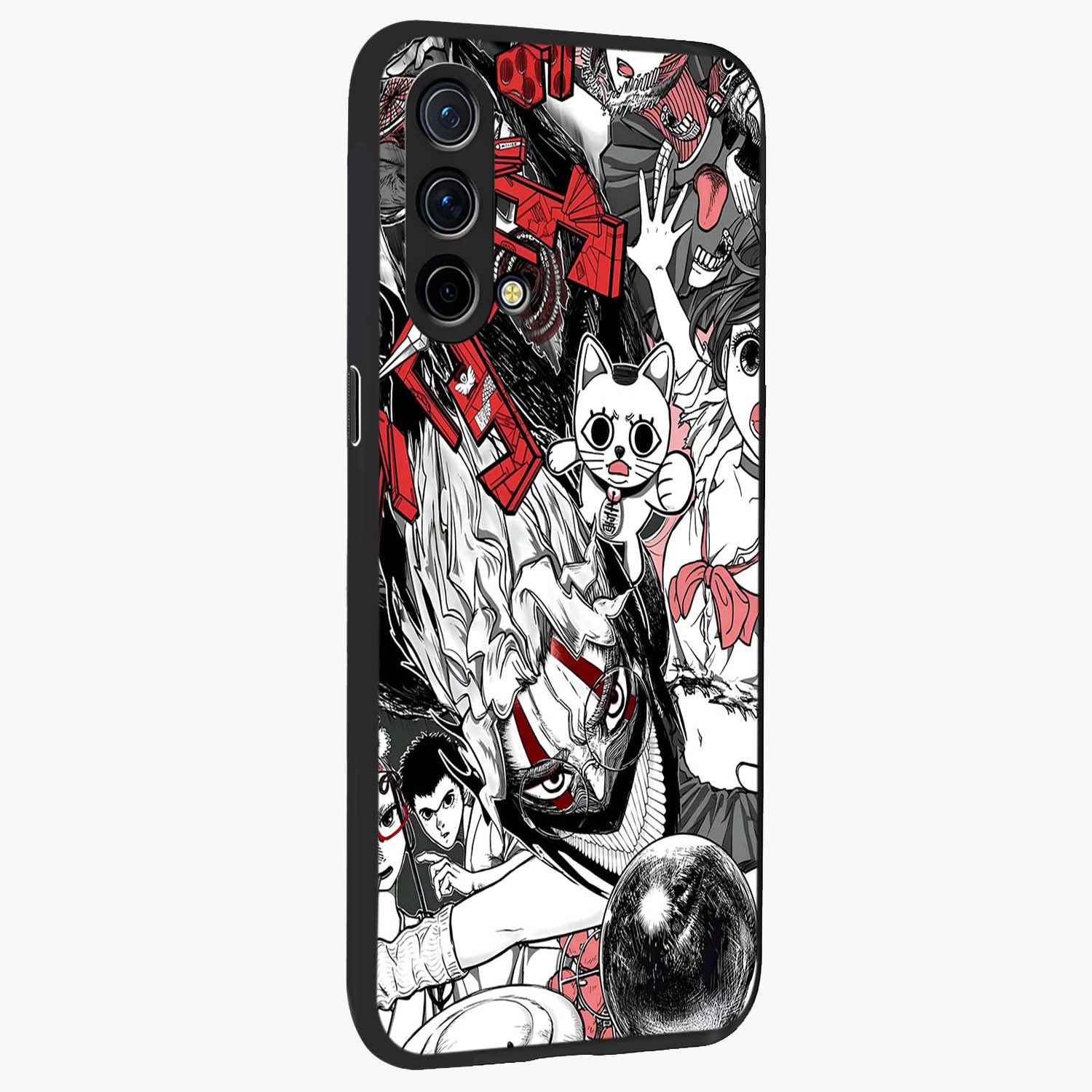 Crimson Chaos Panel Glass Case upright view showcasing intense crimson artwork with dramatic aesthetic style.