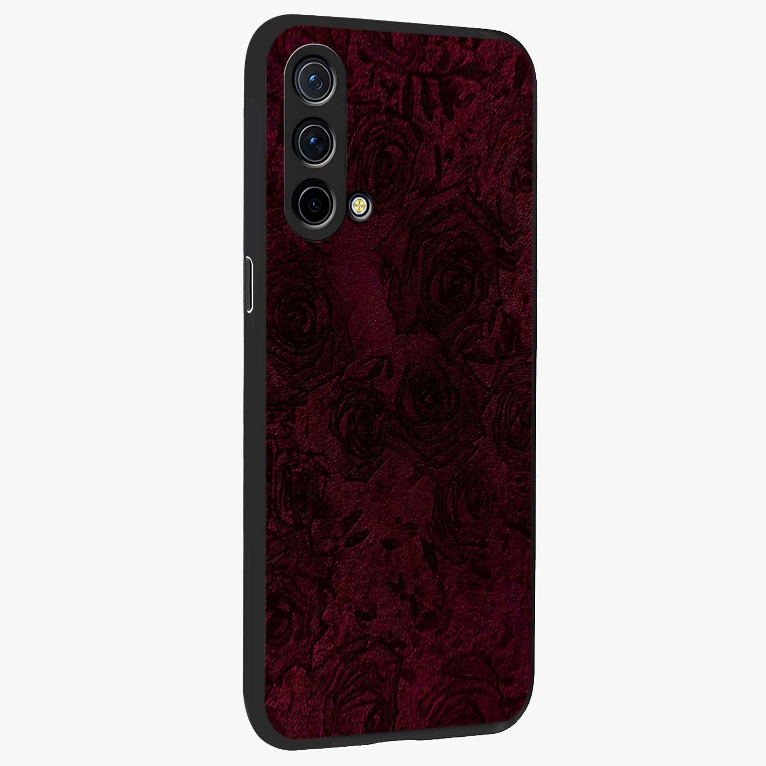 Crimson Fade Flow Glass Case upright view showcasing dynamic crimson flow artwork with stylish abstract theme.