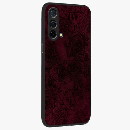 Crimson Fade Flow Glass Case upright view showcasing dynamic crimson flow artwork with stylish abstract theme.
