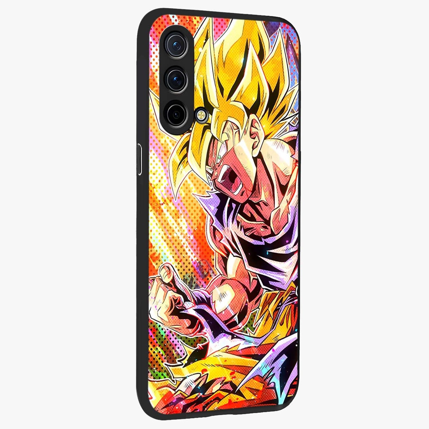 Firing Goku Glass Case upright view showcasing energetic anime artwork with bold warrior theme.