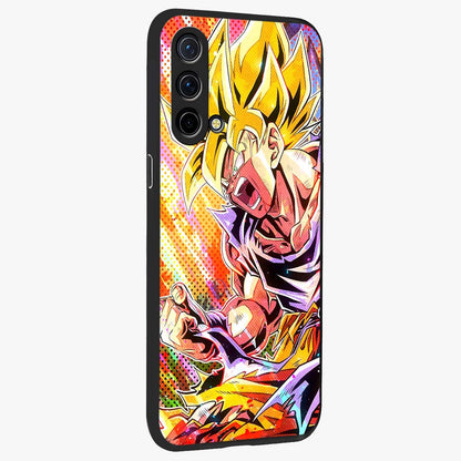 Firing Goku Glass Case upright view showcasing energetic anime artwork with bold warrior theme.
