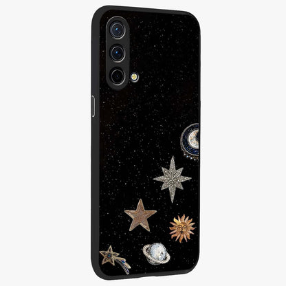 Galactic Charm Glow Glass Case upright view showcasing glowing cosmic charm artwork with magical celestial style.