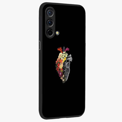 Heart With Flowers Glass Case upright view showcasing decorative heart and floral artwork with sweet romantic theme.