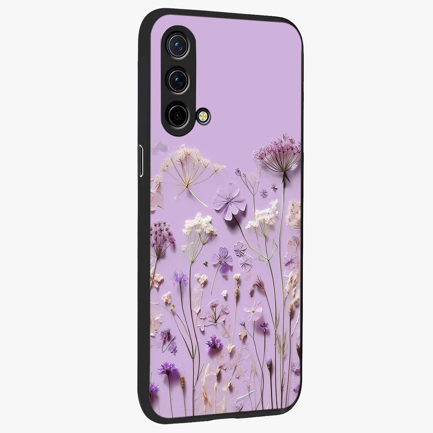 Lavender Blossom Dream Glass Case upright view showcasing delicate lavender blossom artwork with peaceful floral theme.