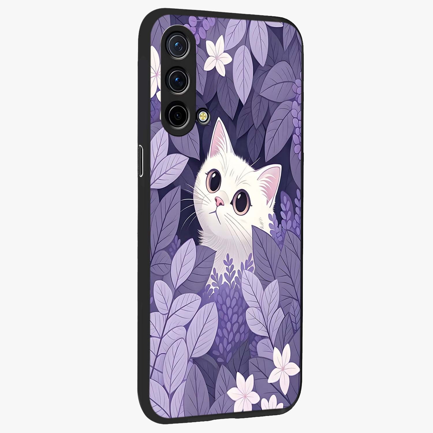 Lilac Hide Peek Cat Glass Case upright view showcasing charming cat artwork with adorable peek theme.
